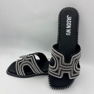 Jason Wu Black and Silver Randi Slide Sandals size 7.5